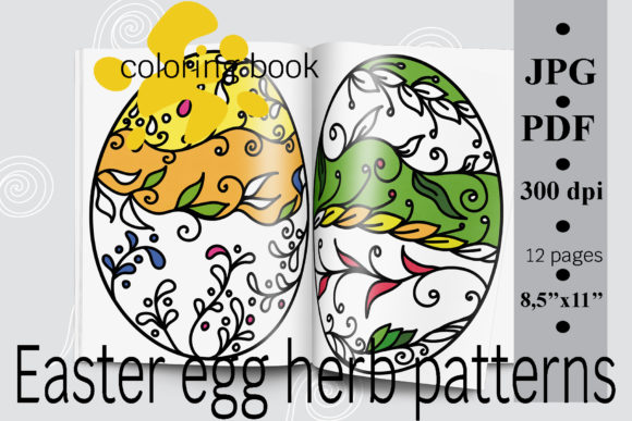Easter Egg Herb Patterns Coloring Book