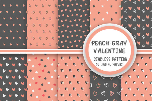 Peach Gray Valentine Seamless Pattern