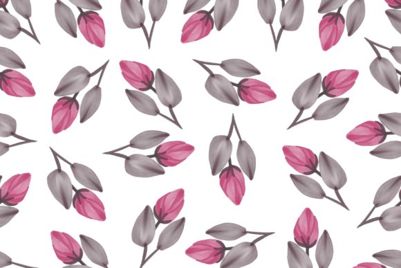 Pink Flower Bud Seamless Pattern