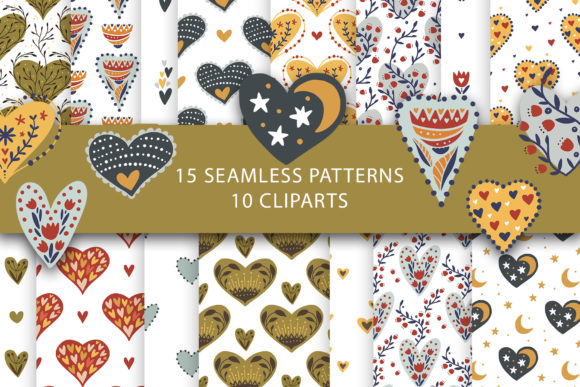 Valentine Love Patterns and Cliparts: A Versatile Resource for Creative Projects