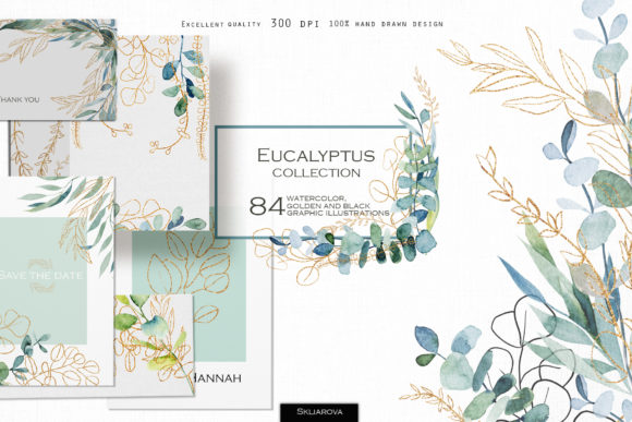 Watercolor Eucalyptus Golden Collection