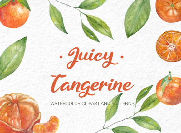 Watercolor Tangerine Clipart and Pattern for Creative Inspiration
